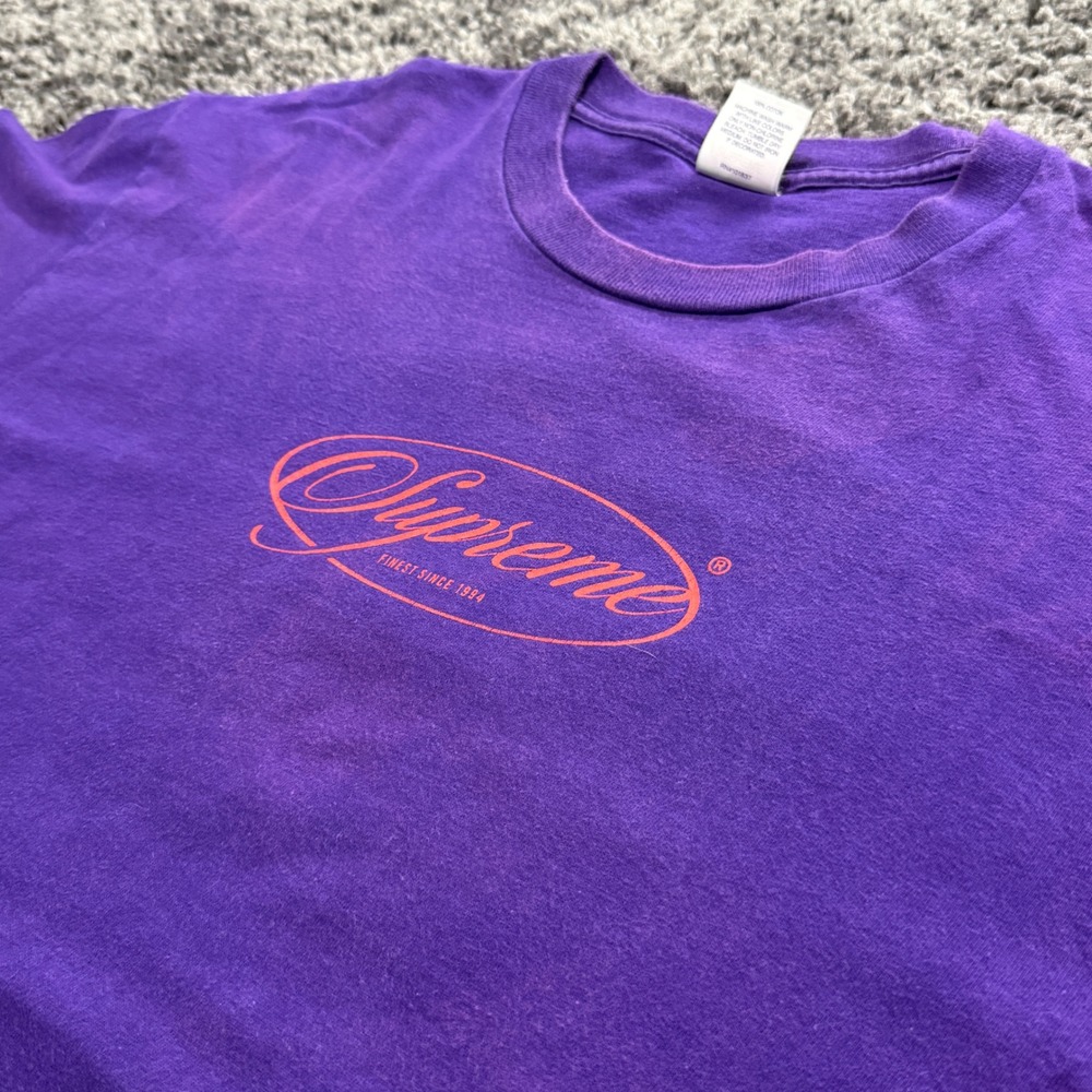 Streetwear Supreme Oval Logo T-Shirt Mens Purple Good Graphic Tee Size M